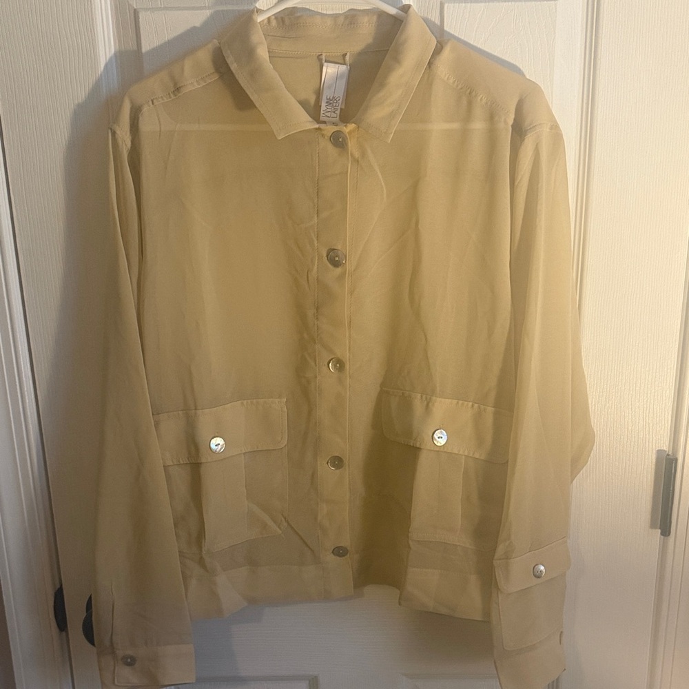 Light Tan Sheer Button-Front Jacket - image 1